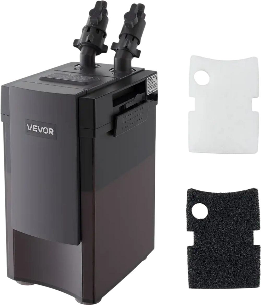VEVOR 264GPH Canister Filter, 2-Stage External Aquarium Filter with Powerful Pump, Quite Water Circulation Cleaning Machine with Media for Fish Tanks and Aquariums Up to 75 Gallons, for Freshwater