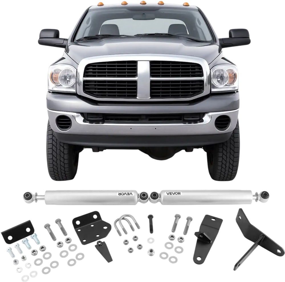 VEVOR Dual Steering Stabilizer, for 2003-2012 Dodge Ram 2500/3500 4WD, Dual Steering Stabilizer Kit Fits with 2 Inches of Suspension Lift or Higher, Enhanced Control & Reduced Vibration, Easy Install