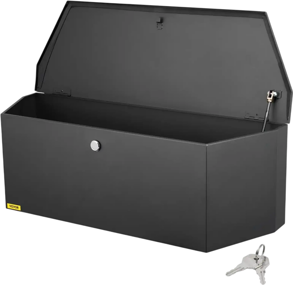 VEVOR Trailer Tongue Box, Carbon Steel Tongue Box Tool Chest, Heavy Duty Trailer Box Storage with Lock and Keys, Utility Trailer Tongue Tool Box for Pickup Truck Bed, RV Trailer, 36"x12"x12"