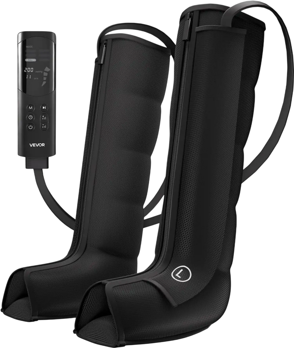 VEVOR Leg Compression Massager 6 Modes Air Compression Full Leg Massager, For Daily Relaxation, 9 Massage Intensities, 360° Coverage, Auto Shut-Off Timer, with Portable Storage Bag and Power Adapter