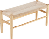 VEVOR Rattan Bench, 31.5" Wooden Rattan Bench, Entrywway Bench with Oak Wood Legs, Bedroom End of Bed Boho Bench with Hand Woven Rattan, for Living Room, Kitchen
