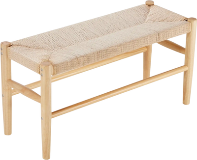Vevor Bench Handwoven Rattan Entryway Wooden Shoe Bench 31.5