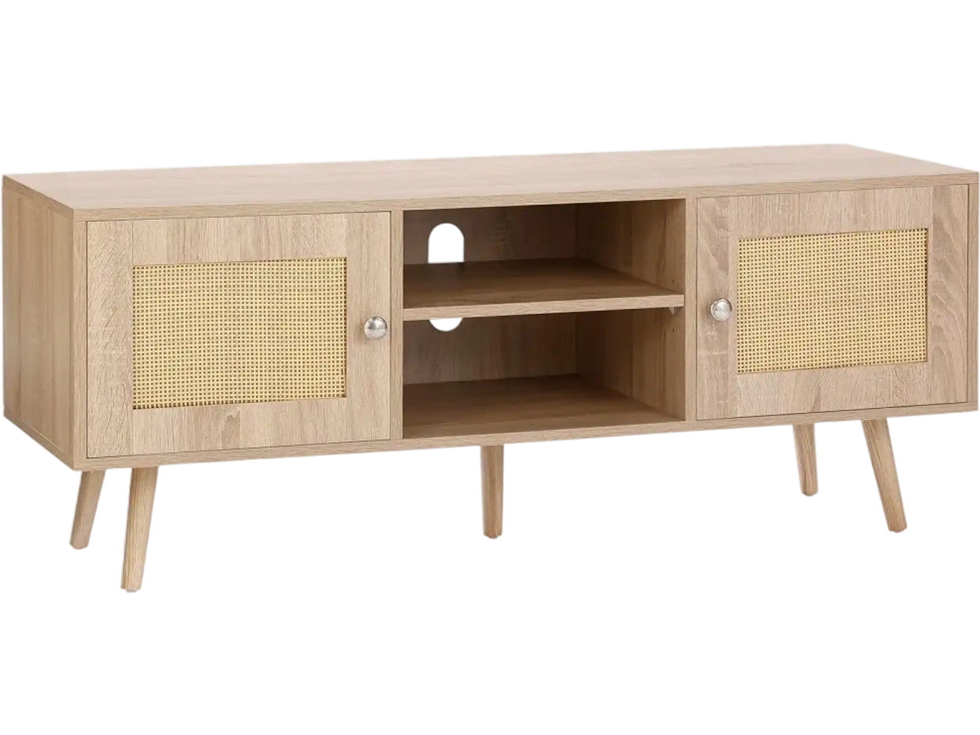 Vevor TV Stand Boho Rattan TV Cabinet for 55