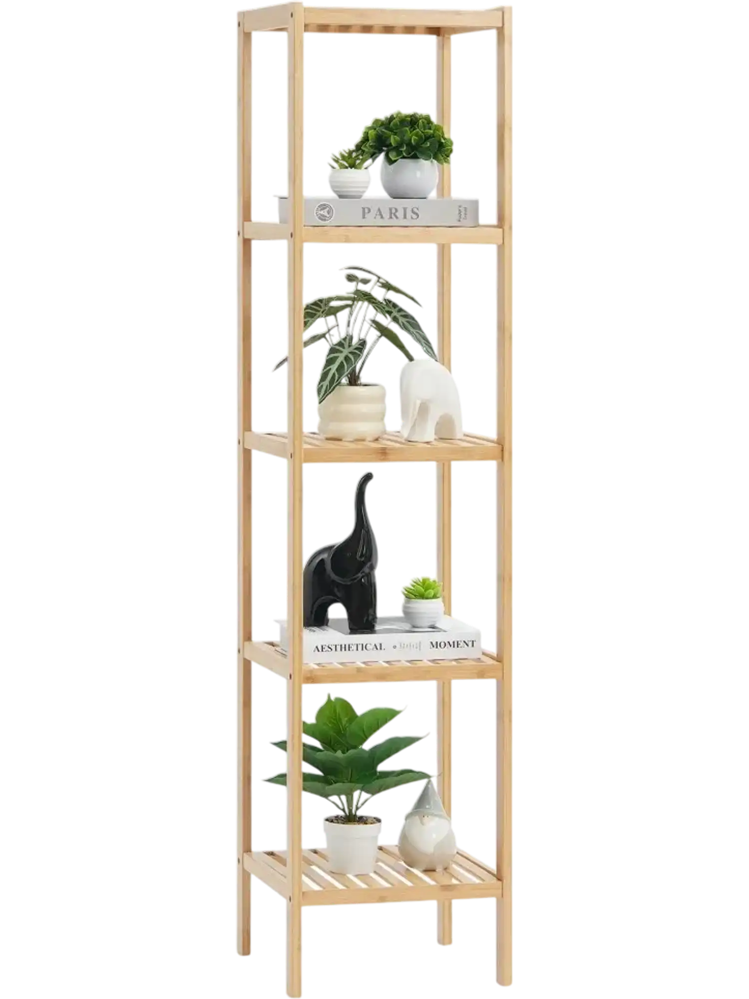 Vevor Bookshelf 5-Tier Bamboo Corner Standing Storage Rack New
