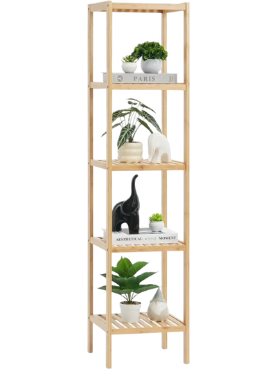 Vevor Bookshelf 5-Tier Bamboo Corner Standing Storage Rack New