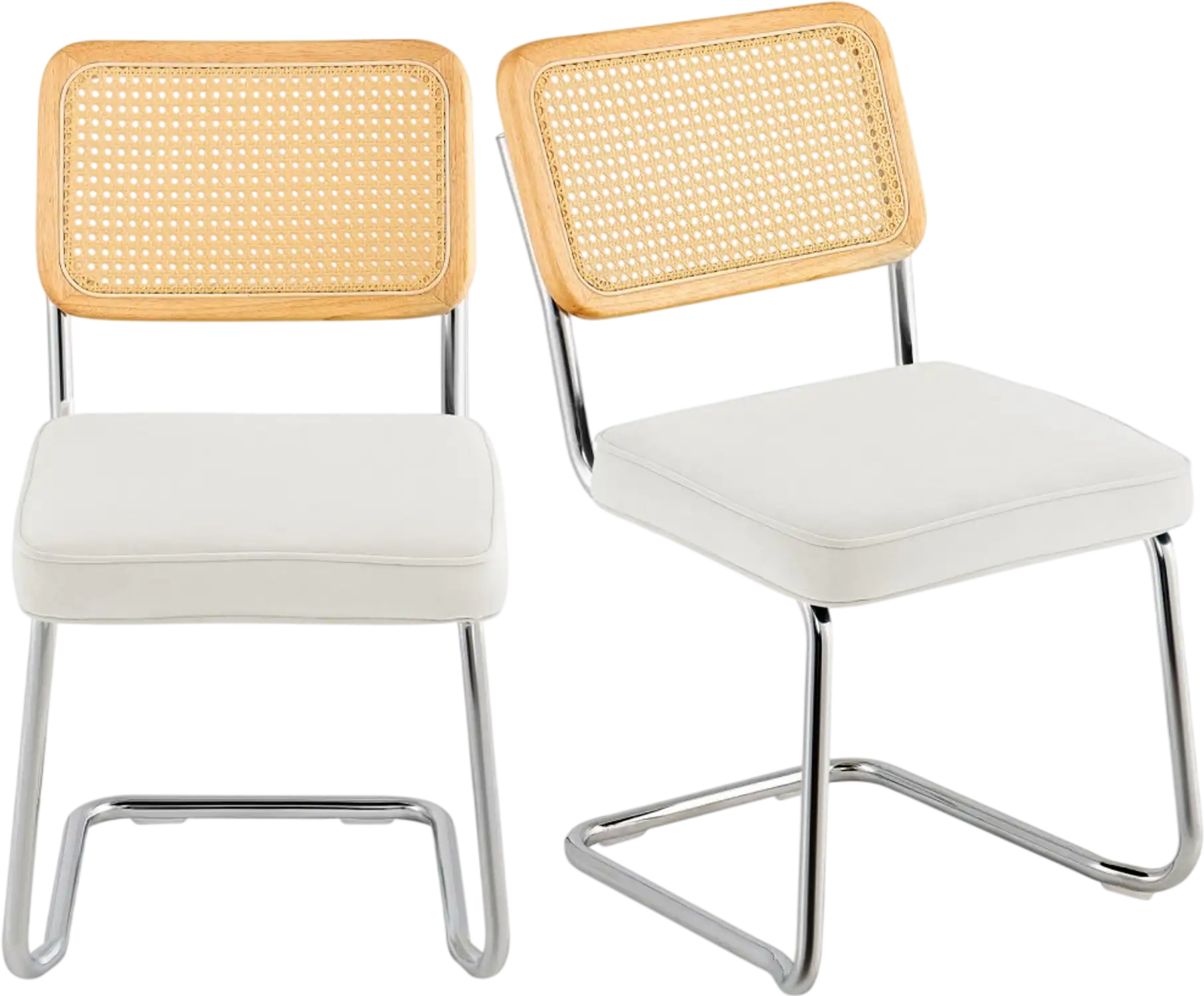 Vevor Dining Chairs Set of 2 Mid Century Modern Rattan Accent Chairs White New