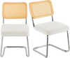 VEVOR Rattan Dining Chairs Set of 2, Mid Century Modern Dining Chair, Upholstered Velvet Accent Chair with Rattan Back, Retro Dining Room Kitchen Chair for Living Room, Bedroom, Office (18.1 Inch)