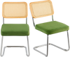 VEVOR Rattan Dining Chairs Set of 2, Mid Century Modern Dining Chair, Upholstered Velvet Accent Chair with Rattan Back, Retro Dining Room Kitchen Chair for Living Room, Bedroom, Office (18.1 Inch)
