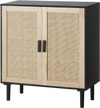 VEVOR Rattan Cabinet, Rattan Storage Cabinet with 2 Magnetic Doors and Adjustable Shelves, Sideboard Buffet Cabinet for Hallway, Entryway, Living Room, or Kitchen, Black
