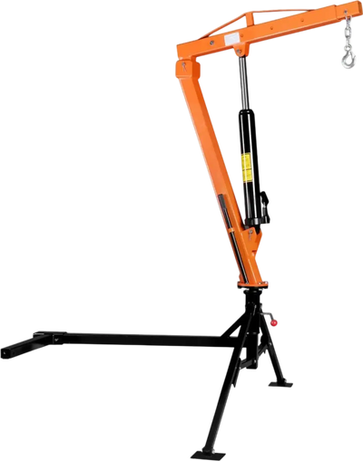 VEVOR Truck Crane, 1500 lbs Pickup Hitch Crane Trailer Hitch Mounted, Manual Hydraulic with 12T Hydraulic Jack, 360° Swivel Telescopic Boom, Foldable Truck Bed Jib for Machine Lumber Equipment Lifting