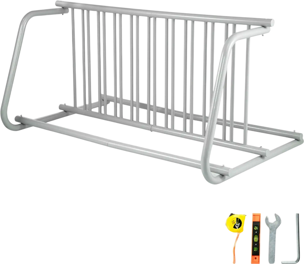VEVOR 10 Holders Floor Bike Rack, 59\" Length All-Steel Grid Bike Rack, 10-Bike Capacity Dual-Side Storage Stand for Garages Streets Yards Bike Events