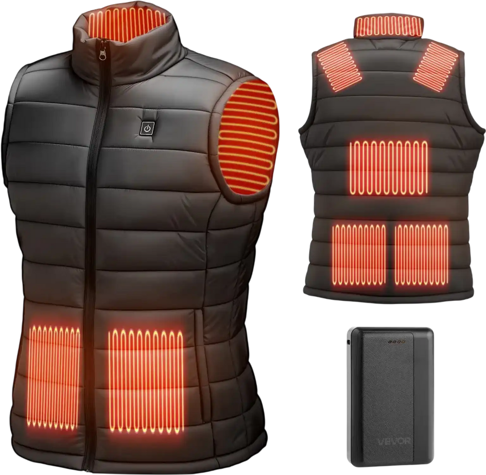 VEVOR Heated Vest, Men Electric Heating Vest with 16000 mAh Battery Pack, 8 Heating Zones Lightweight Rechargeable Winter-Vest with 3 Levels, for Outdoor Hiking Camping Fishing Skiing, Size M