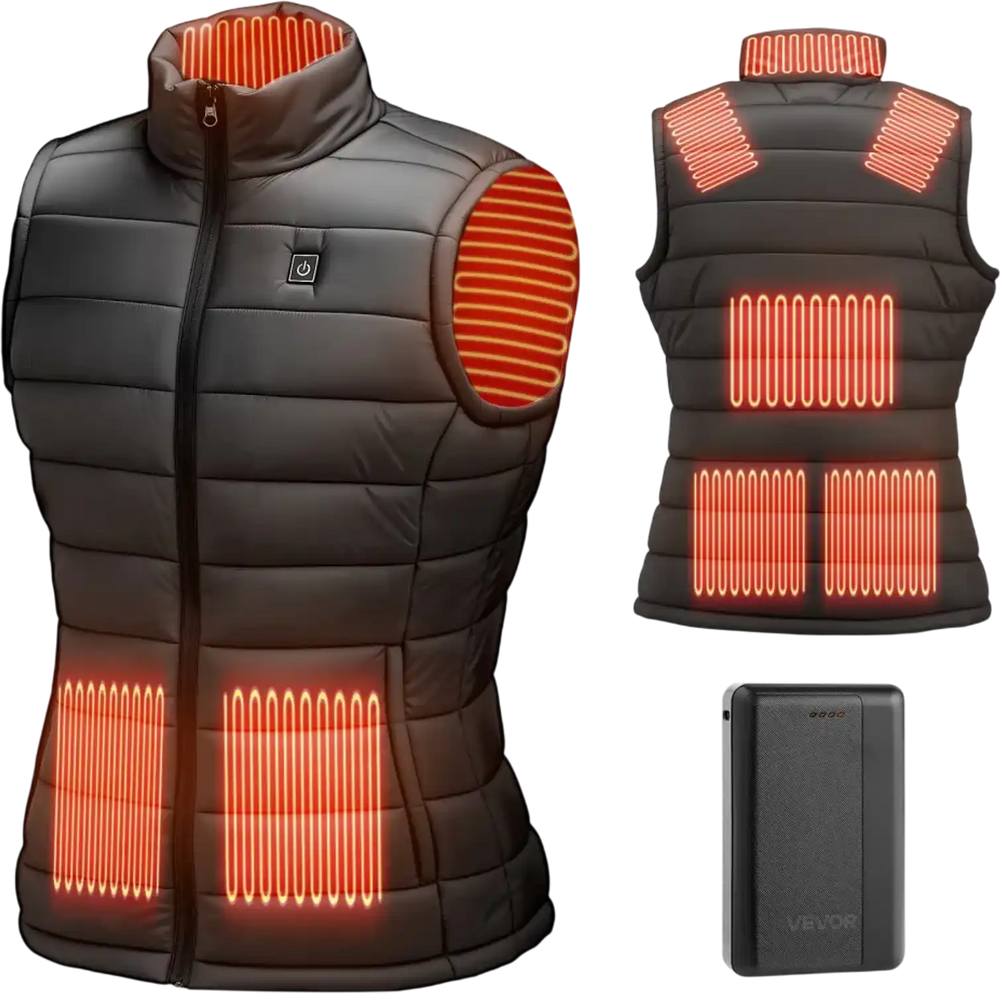 VEVOR Heated Vest, Women Electric Heating Vest with 16000 mAh Battery Pack, 8 Heating Zones Lightweight Rechargeable Winter-Vest with 3 Levels, for Outdoor Hiking Camping Fishing Skiing, Size M