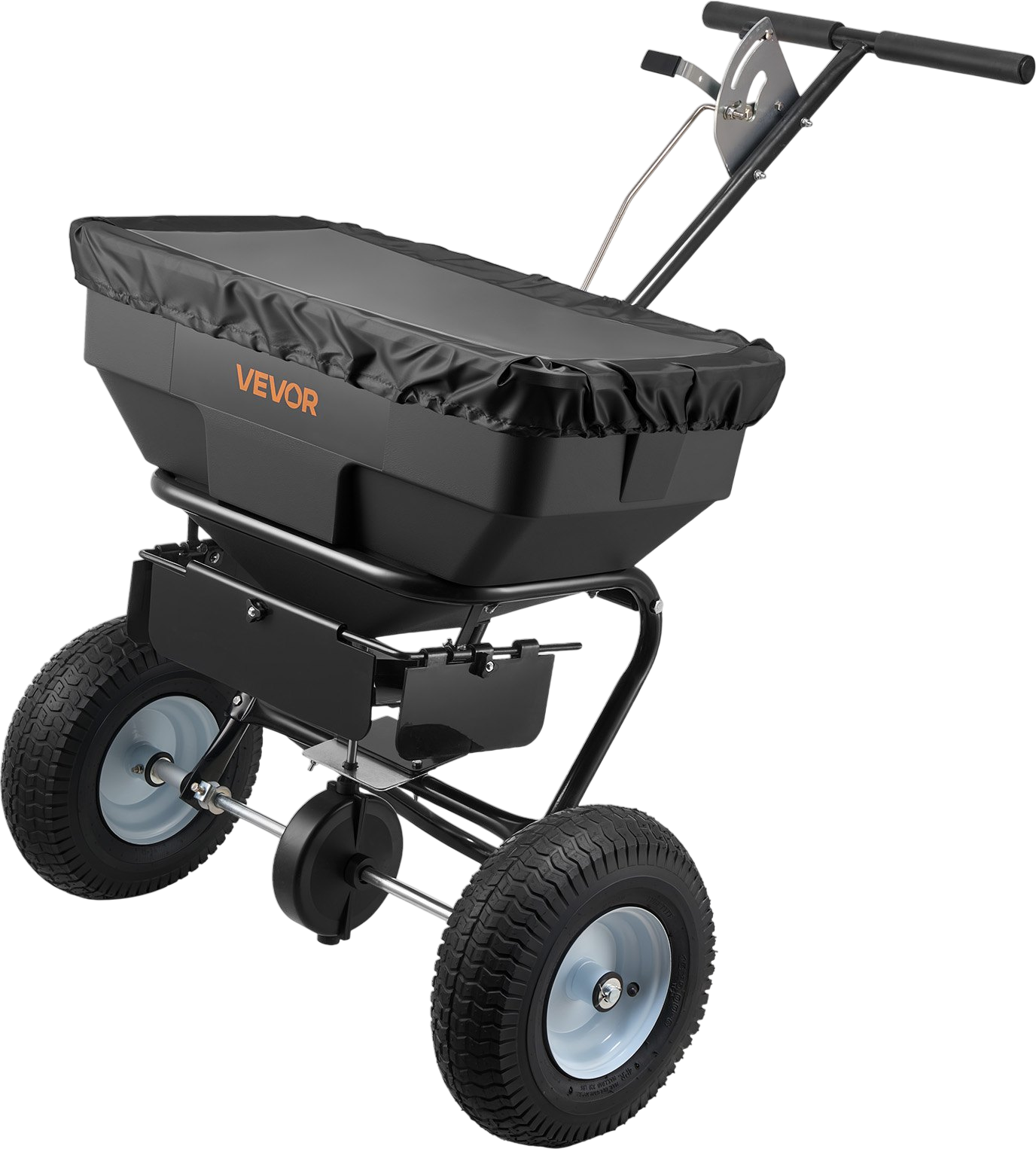 Vevor Walk-Behind Spreader 12 ft. Broadcast Width 130 lb. Hopper with 13 in. Tires New
