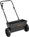 VEVOR Broadcast Spreader 50 lbs Capacity Walk-Behind Push Drop Spreader, for Lawn & Garden Care, 18 in Spreading Width & 10 Adjustable Settings, 10 in All Terrain Tires for Seed, Fertilizer, Black