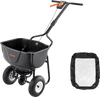 VEVOR Walk Behind Spreader, 60LBS Capacity, Push Spreader with Hopper Grate, 0-9.8 ft Spreading Width, 8 in All Terrain Pneumatic Tires, Garden & Lawn Broadcast Spreaders, for Seed, Fertilizer
