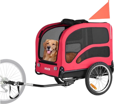 VEVOR Dog Bike Trailer, Supports up to 100 lbs, Pet Cart Bicycle Carrier for Small & Large Dogs, Easy Folding Frame with Quick Release Wheel, Universal Bicycle Coupler, Reflector, Flag, Internal Leash