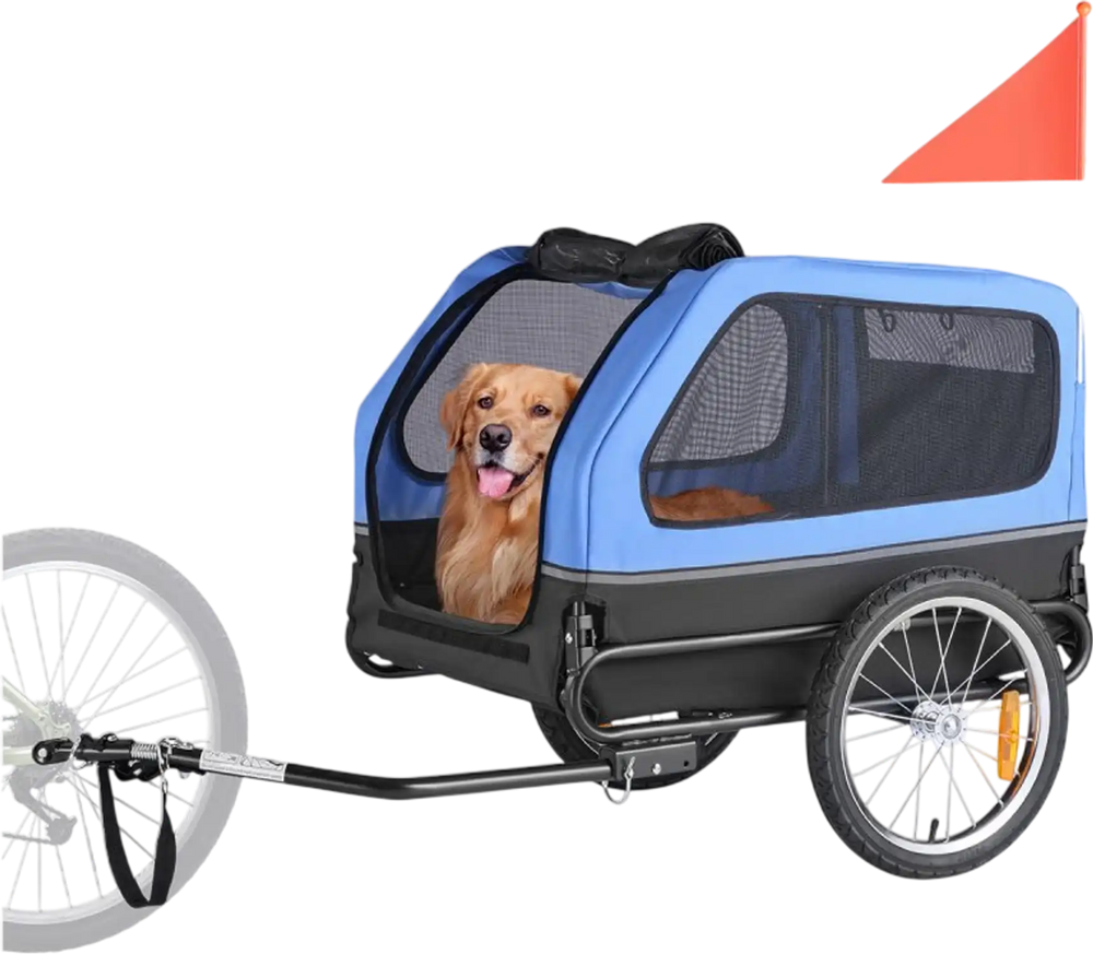 VEVOR Dog Bike Trailer, Supports up to 88 lbs, Pet Cart Bicycle Carrier for Small & Large Dogs, Easy Folding Frame with Quick Release Wheel, Universal Bicycle Coupler, Reflector, Flag, Internal Leash