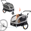 VEVOR Dog Bike Trailer, Supports up to 88 lbs, 2-in-1 Pet Stroller Cart Bicycle Carrier, Easy Folding Cart Frame with Quick Release Wheels, Universal Bicycle Coupler, Reflectors, Flag, Black/Gray