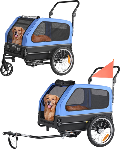 Vevor Pet Bike Trailer 2-in-1 Stroller Cart 88 lb. Capacity Folding Frame New
