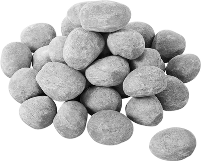 VEVOR Ceramic Fire Pebble Stones, 2-3 inch 30 Pcs Lava Rocks, Reusable Fire Pit Stones Indoor and Outdoor Use, Decorative Firepit Stone for Propane/Gas Fireplace, Stove, Courtyard, Camping