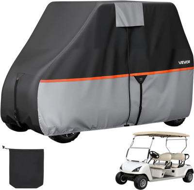 VEVOR Golf Cart Cover, Full Coverage 2+2/4 Passenger Golf Cart, 420D Waterproof Oxford Fabric Club Car Cover Fits Most Carts Club Car, Yamaha, EZGO, Honda, Silver-Coated Layer & Three Zipper Doors