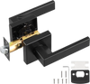 VEVOR Passage Door Handle, 1 Pack Matte Black Door Lever, Left or Right Handing Reversible Lever Non-Locking, 45° Rotation to Open, Universal Square Interior for Hallways, Closets, Meeting Spaces