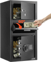 VEVOR 3.6 Cubic Feet Drop Safe, Large Capacity Front Drop Slot Safe Box with Digital Keypad, Heavy Duty 3 Tiers Cash Depository Box with Spare Keys for Cash, Bank Slip, Jewelry, Document, Bill, Black