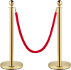 VEVOR Velvet Ropes and Posts, 5 ft/1.5 m Red Rope, Stainless Steel Gold Stanchion with Ball Top, Red Crowd Control Barrier Used for Theaters, Party, Wedding, Exhibition, Ticket Offices 2 Pack Sets