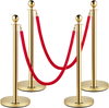 VEVOR Velvet Ropes and Posts, 5 ft/1.5 m Red Rope, Stainless Steel Gold Stanchion with Ball Top, Red Crowd Control Barrier Used for Theaters, Party, Wedding, Exhibition, Ticket Offices 4 packSets