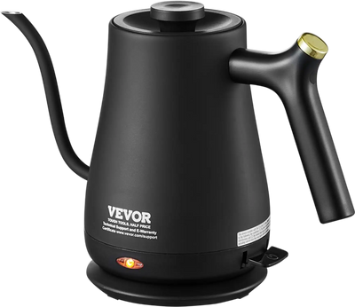 VEVOR 1L Electric Gooseneck Kettle, 1200W Fast Heating Gooseneck Pour Over Coffee Tea Kettle, 304 Food Grade Stainless Steel Hot Water Boiler Heater with Boil-Dry Protection, Auto Shut-off
