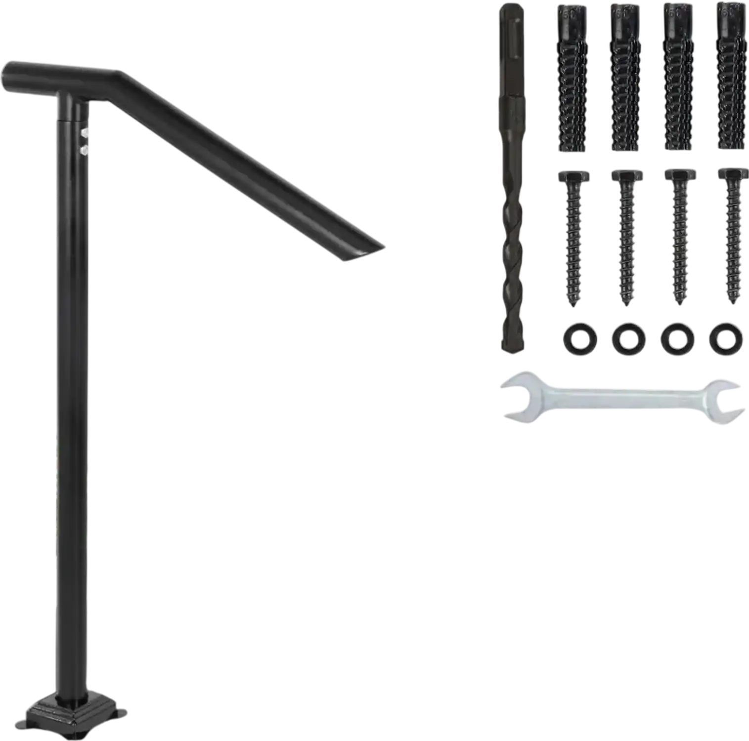 Vevor Stair Handrail 3' Black Iron Railing for 2 to 3 Steps New