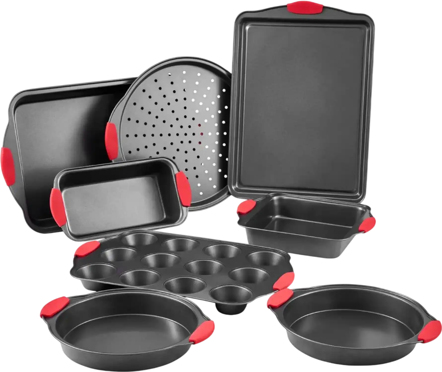 Vevor Bakeware Set 8-Piece Nonstick Carbon Steel Baking Pans with Silicone Handles New