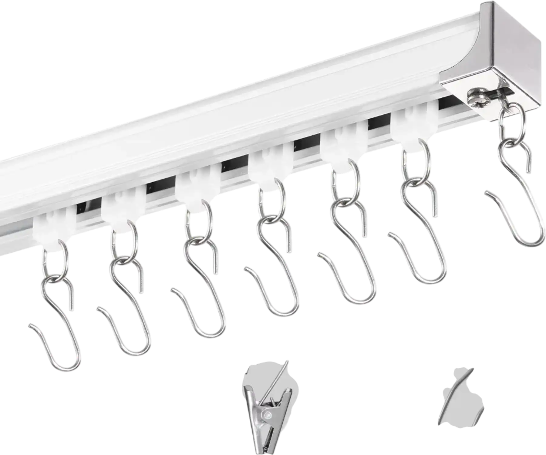 Vevor Curtain Track Set Ceiling Curtain Track 8.9' Room Divider with Hooks White New