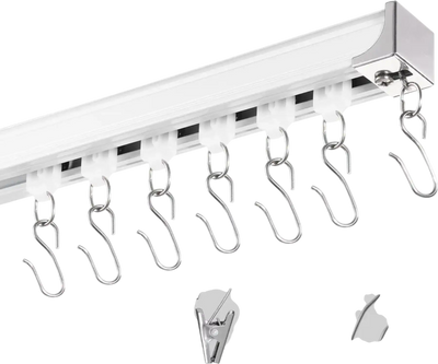 Vevor Curtain Track Set 11.8' Ceiling Mounted Room Divider with Hooks White New