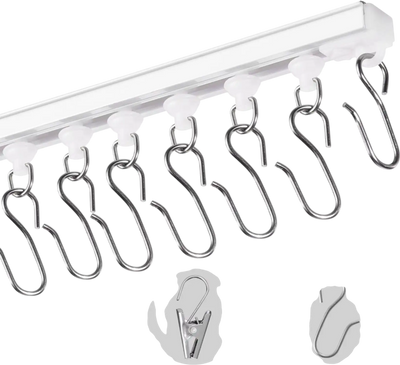 VEVOR Ceiling Curtain Track Set, 9.9 FT/3 Meter, Self Adhesive, No Drill Ceiling Track System for Curtains, Room Divider Curtain Track Ceiling Mounted for Living Room with Hooks and Hardware, White