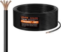 VEVOR 12 AWG THHN Wire, 19-Stranded, 100% OFC Copper Electrical Building Wire with Nylon Jacket, Rated for Up to 600 Volts, for Indoor Outdoor Use, Commercial, Industrial, Residential, Black (100 ft)