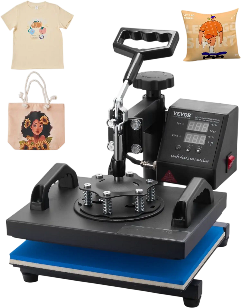 VEVOR Heat Press, 12x10Inch T-Shirt Press Machine, T-shirt Press Heat Press 30x23cm Printing Machine Heat Transfer Sublimation Machine for T-shirts