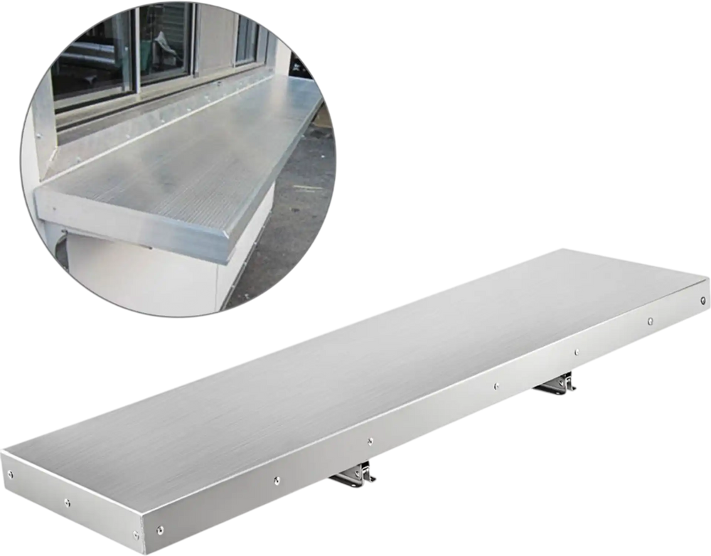 VEVOR Concession Shelf 48L x 12W Inch Stainless Steel Drop Down Folding Serving Food Shelf Stand Serving for Concession Trailer Serving Window