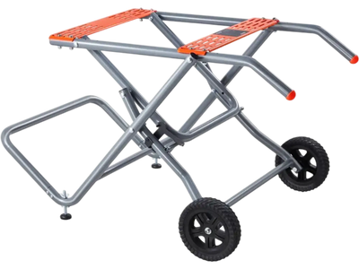 VEVOR Portable Table Saw Stand, 350 lbs Load Capacity, Rolling Foldable Table Saw Table with 8 Inches Rubber Wheels, Heavy Duty Construction, Easy Storage, Universal for Most Brands of Table Saws