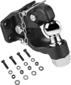 VEVOR Pintle Hook, 20000 lbs Towing Capacity, Trailer Hitches Receiver Hook Combination 2-inch Hitch Ball, Fits for 2.5 to 3-inch Lunette Ring with Mounting Kit, Wear-resistant, Black Powder Coat