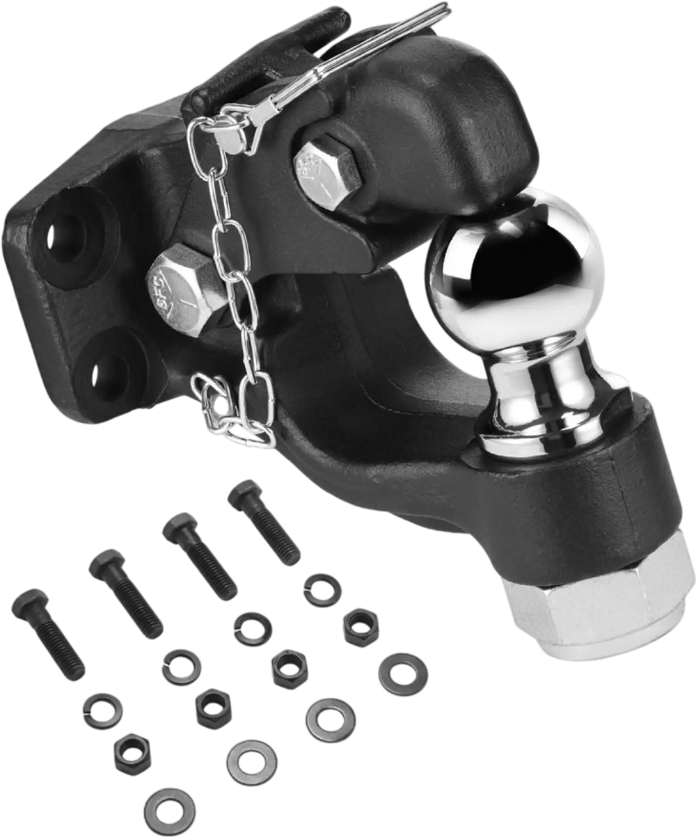 VEVOR Pintle Hook, 20000 lbs Towing Capacity, Trailer Hitches Receiver Hook Combination 2-inch Hitch Ball, Fits for 2.5 to 3-inch Lunette Ring with Mounting Kit, Wear-resistant, Black Powder Coat