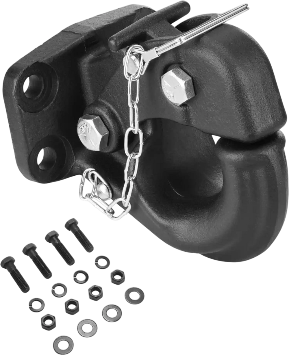 VEVOR Pintle Hook, 30000 lbs Towing Capacity, Trailer Hitches Receiver Hook Fits for 2.5 to 3-inch Lunette Ring with Mounting Kit, Wear-resistant, Black Powder Coat, Suitable for Various Vehicles