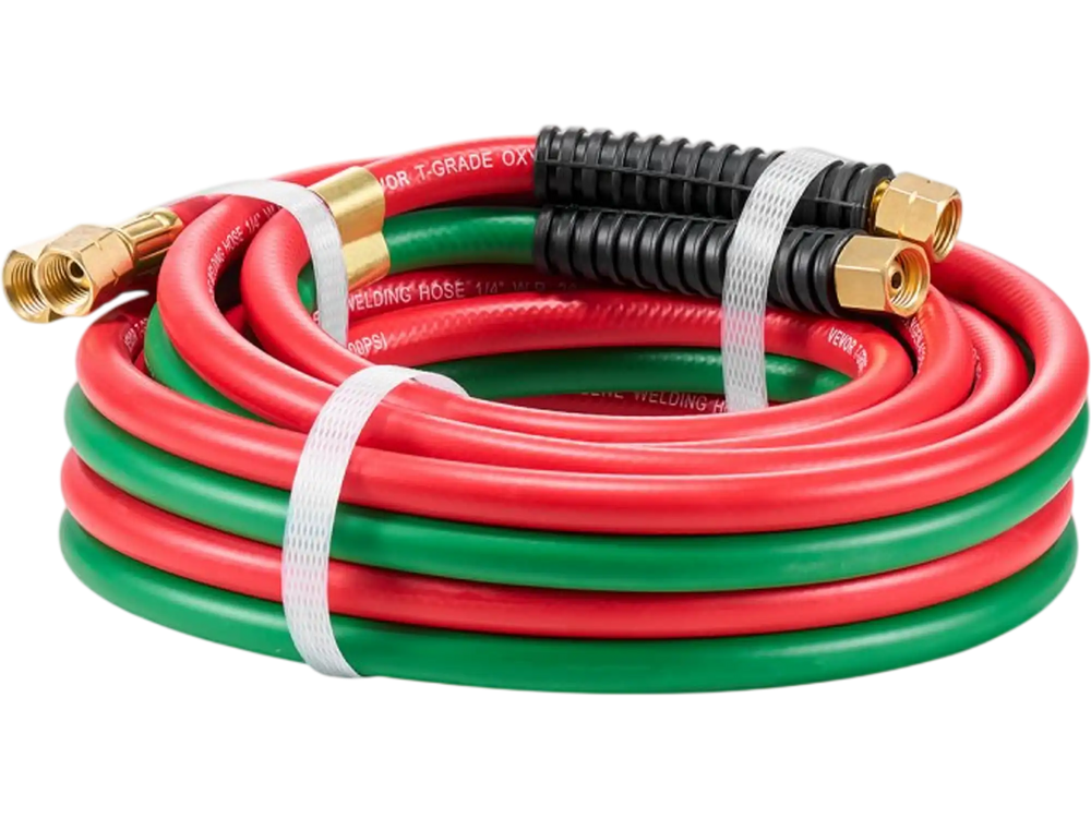 VEVOR Oxygen Acetylene Hose, 1/4-Inch x 15FT Oxy Acetylene Hose with 9/16"-18 B Fitting, 300PSI T Grade Welding Cutting Torch Twin Hose, Compatible with Oxygen, Acetylene, Propane and Other Fuel Gases