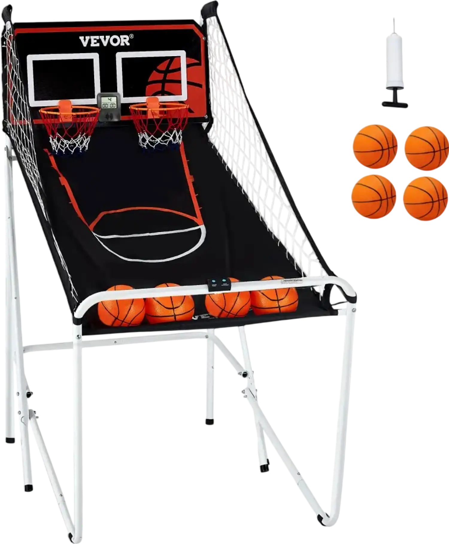 Vevor Basketball Arcade Game Foldable 2-Player Indoor Dual Shot with 4 Balls 8 Game Modes LCD Scoreboard Black White New
