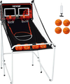 VEVOR Foldable Basketball Arcade Game, 2 Player Indoor Basketball Game, Home Dual Shot Sport with 4 Balls, 8 Game Modes, LCD Electronic Scoreboard, and Inflation Pump, for Kids, Adults (Black & White)