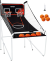 VEVOR Foldable Basketball Arcade Game, 2 Player Indoor Basketball Game, Home Dual Shot Sport with 4 Balls, 8 Game Modes, Electronic Scoreboard, and Inflation Pump, for Kids, Adults (Black & White)