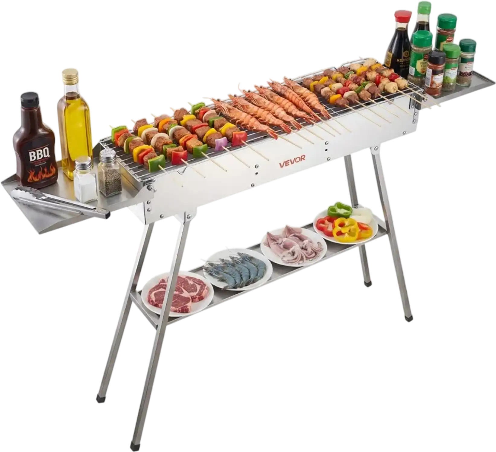 Vevor Charcoal Grill Foldable Portable 250 sq. in. Stainless Steel BBQ Grill New