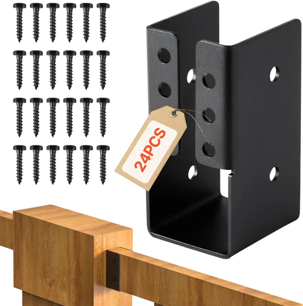 VEVOR Concealed Joist Hanger, 2x4 Inch Outdoor Concealed-Flange Joist Bracket with Screws, Steel Light Joist Hangers for 1.93 x 3.62 Inch / 49 x 92 mm Beam, Swing, Fence, Wooden Slides, 24 Pcs