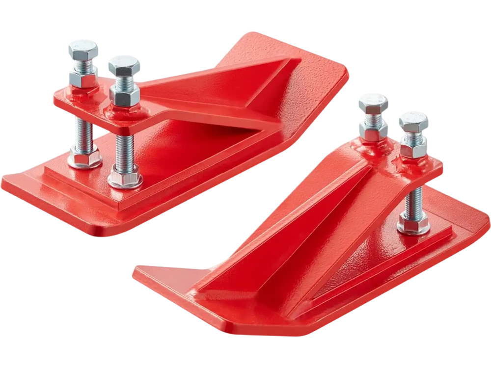 VEVOR Tractor Bucket Protector, 2PCS Heavy Duty Steel Bucket Edge Protectors, Edge Tamer Anti-Skid Device with Double Hexagon Lock Nuts and Bolts, for Snow, Leave Removal & Spreading Gravel (Red)